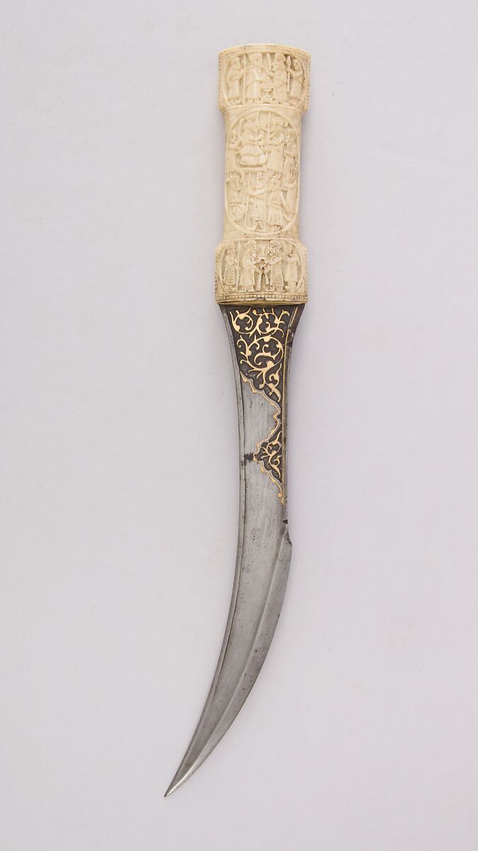 Dagger (Jambiya), Steel, ivory, gold, Persian, Qajar