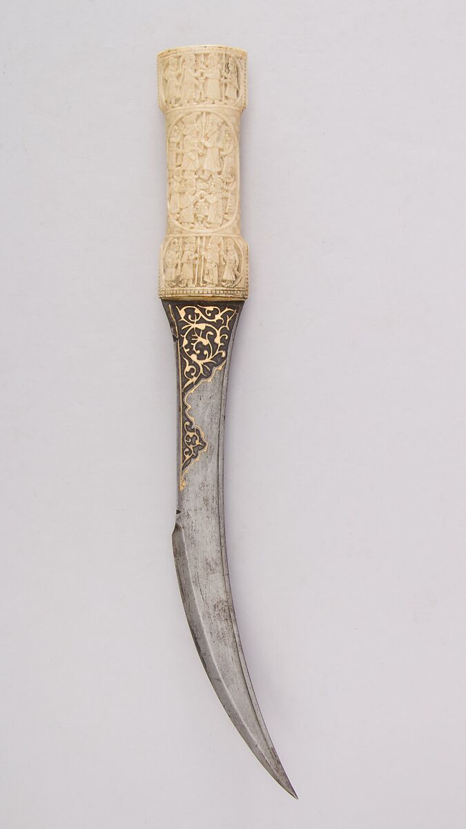 Dagger (Jambiya), Steel, ivory, gold, Persian, Qajar 