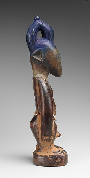Twin Figure: Male (Ibeji), Oyo-Yoruba artist, Wood, camwood powder, beads, blueing, Oyo-Yoruba peoples