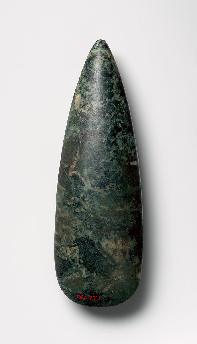 Ceremonial axe, Taíno artist(s), Greenstone, Taíno