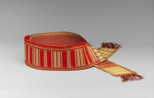 Dohr (men’s sash), Pohnpeian artist, Banana fiber, wool, Caroline Islands, Pohnpei