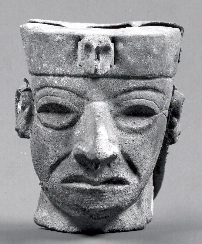 Head ornament, Gilded copper, Moche