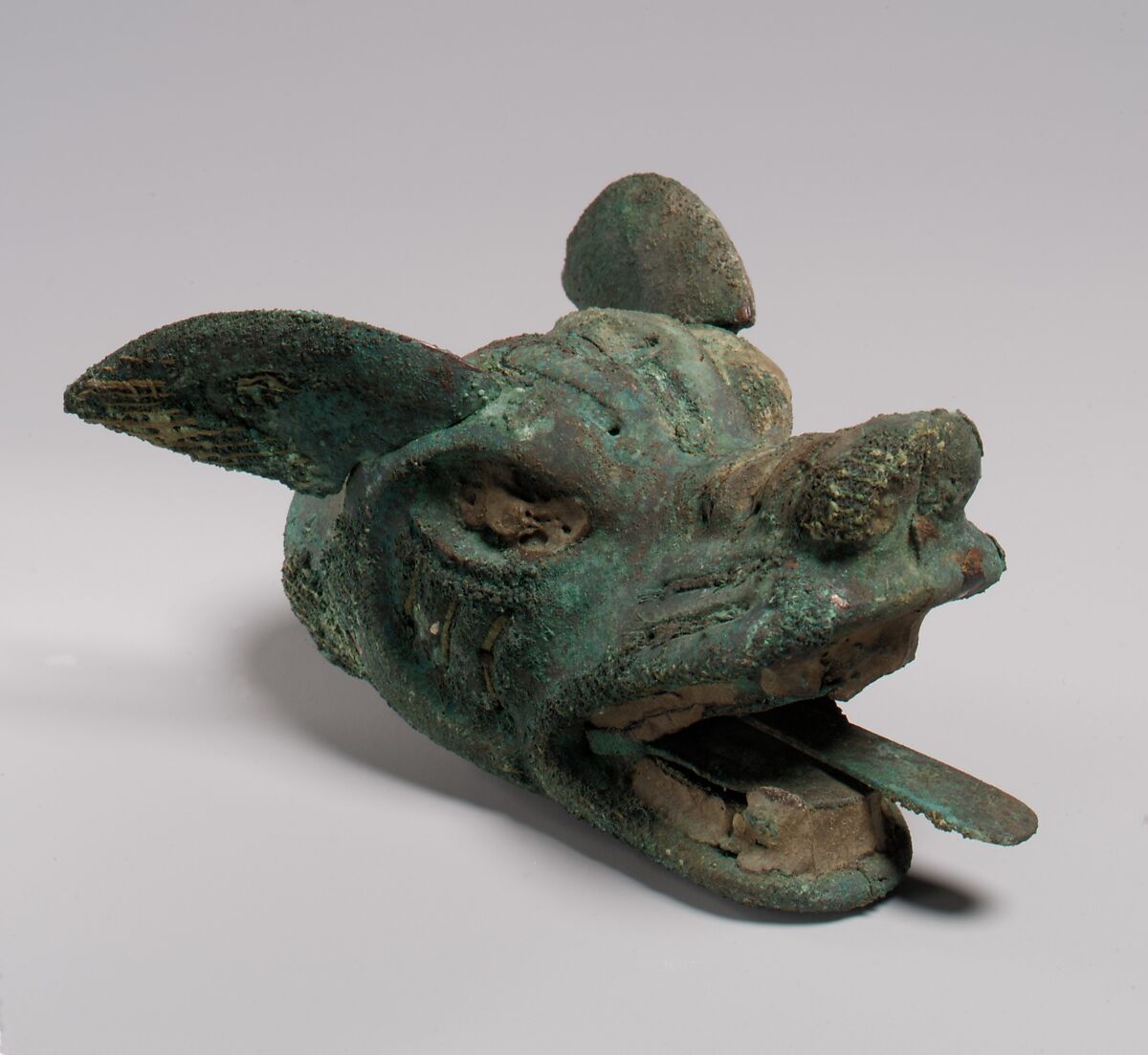 Fox Head, Gilded copper, Moche 