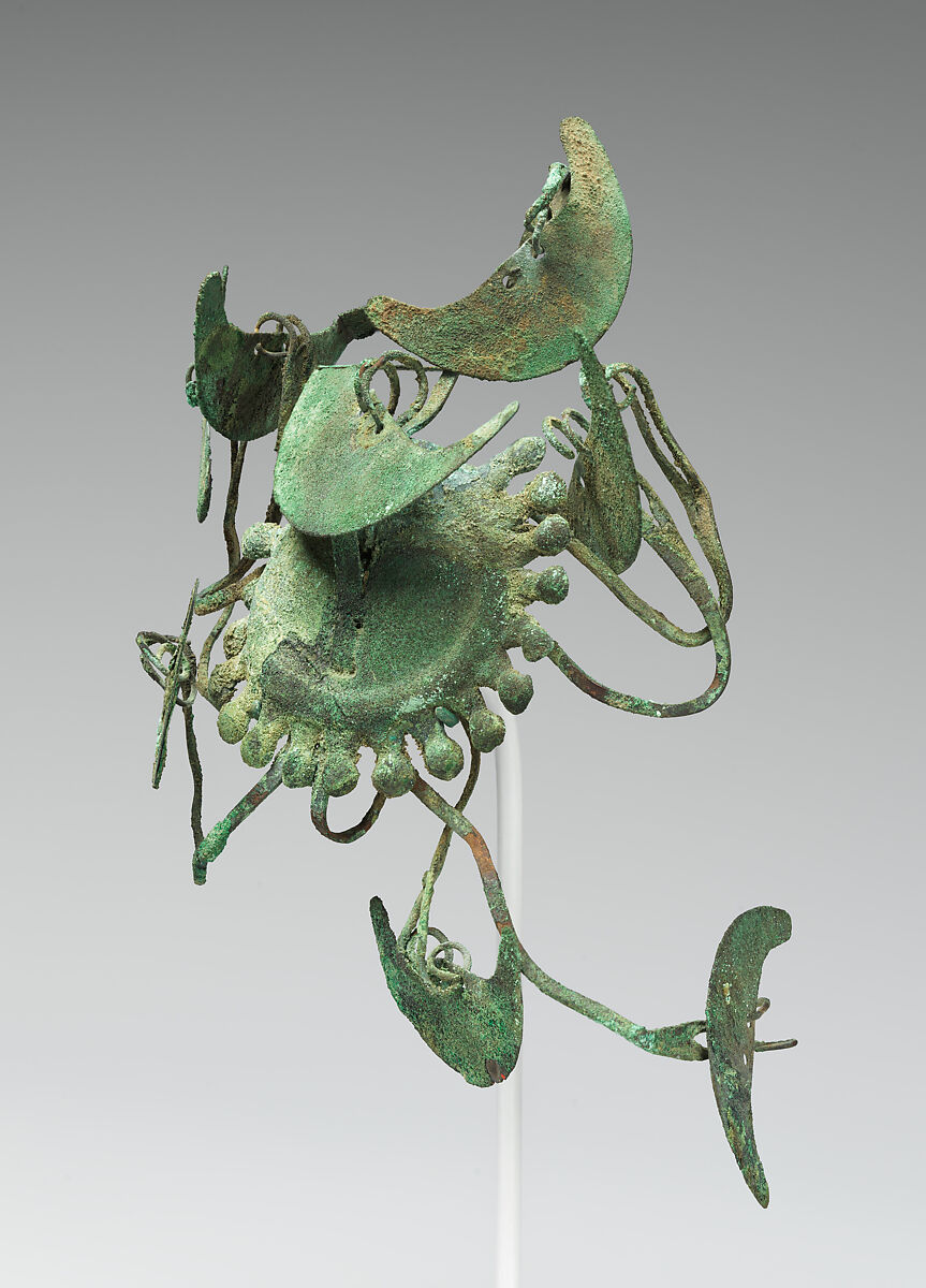 Nose ornament with nose ornaments, Moche artist(s), Copper, Moche