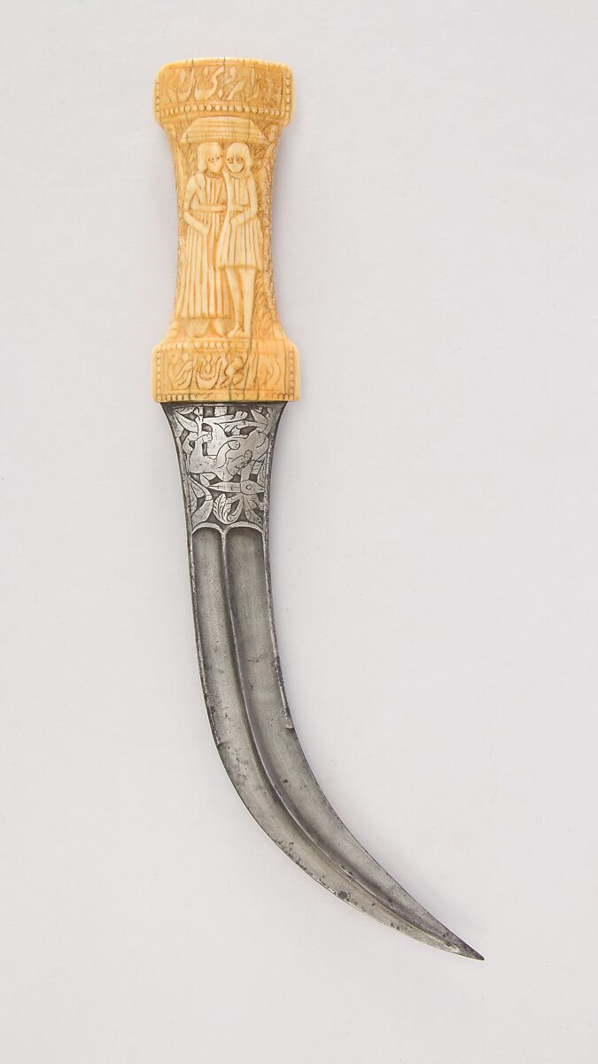 Dagger (Jambiya), Steel, ivory (walrus), Persian, Qajar 