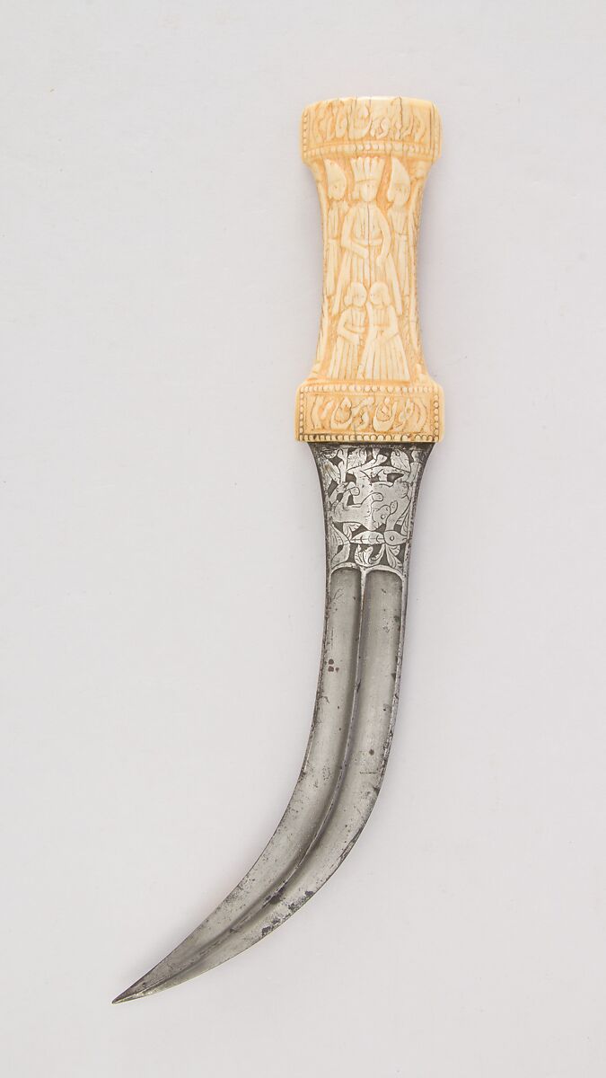 Dagger (Jambiya), Steel, ivory (walrus), Persian, Qajar