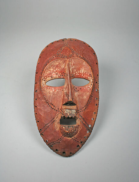 Bwami Mask (Idimu), Wood, pigment, feathers, fiber, Lega peoples 