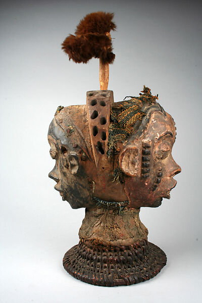 Headdress: Janus, Wood, cane, cloth, fur, pigment, nails, Boki peoples 