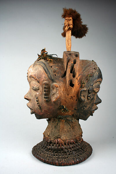 Headdress: Janus, Boki artist, Wood, cane, cloth, fur, pigment, nails, Boki peoples