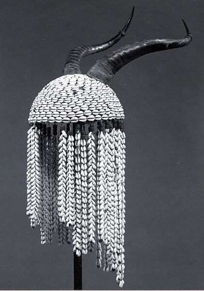 Headdress, Gourd, cowries, horn, hide, beads, iron, thread, Moba peoples (?) 