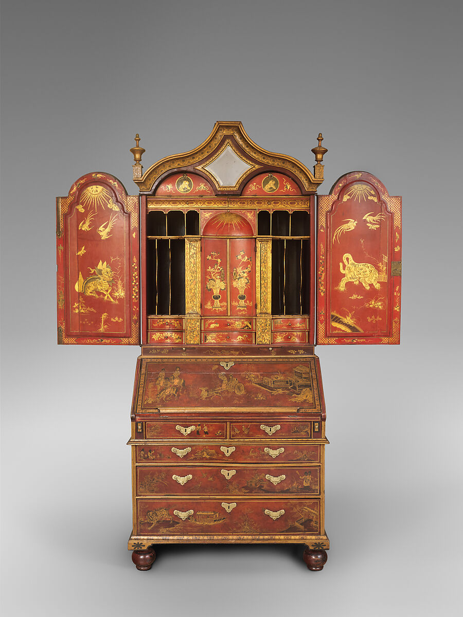 Desk and bookcase, Oak, pine, British