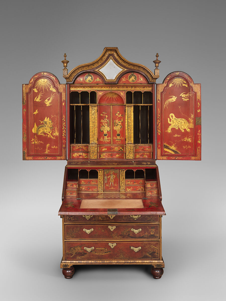 Desk and bookcase, Oak, pine, British