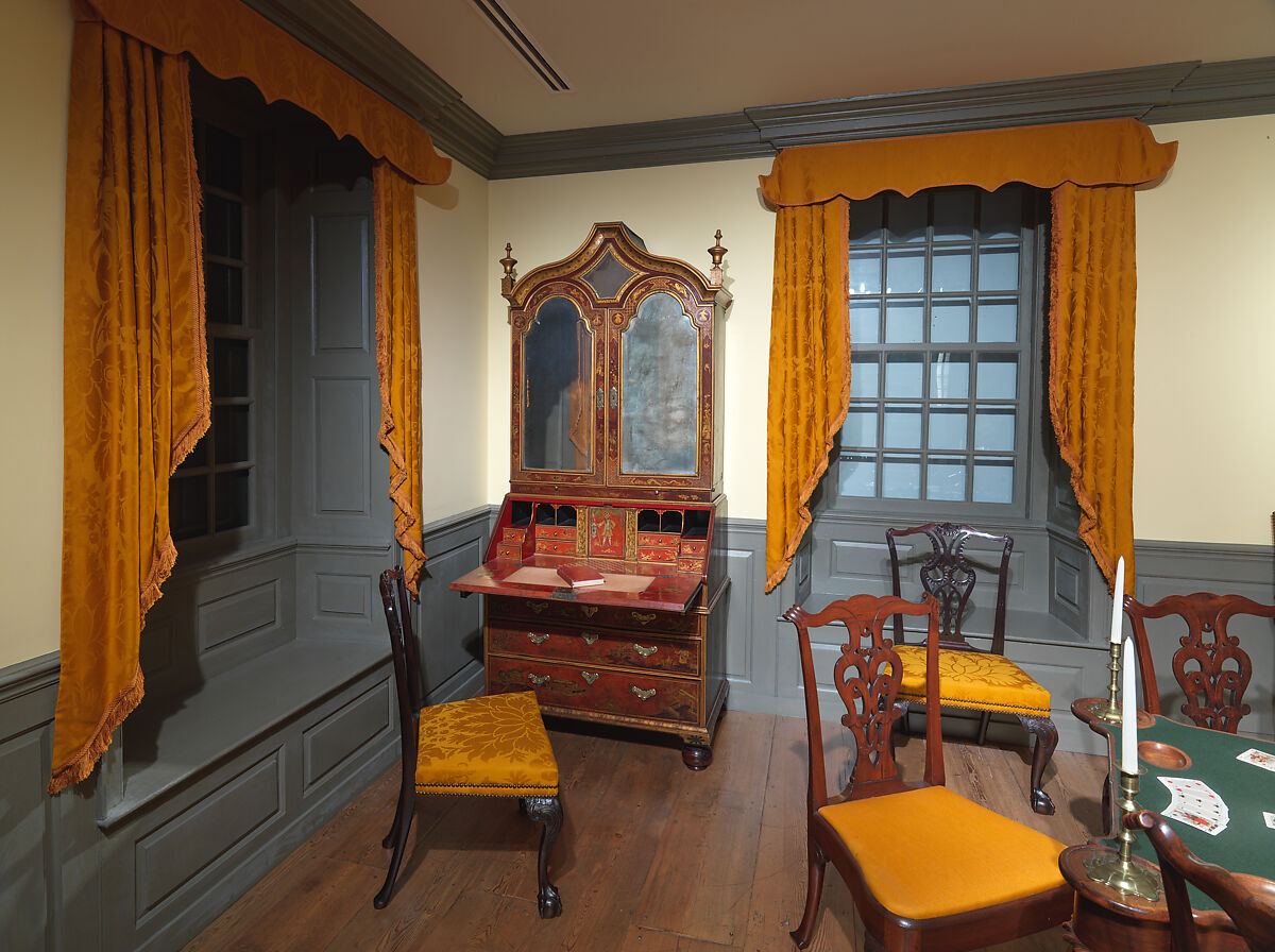 Desk and bookcase, Oak, pine, British