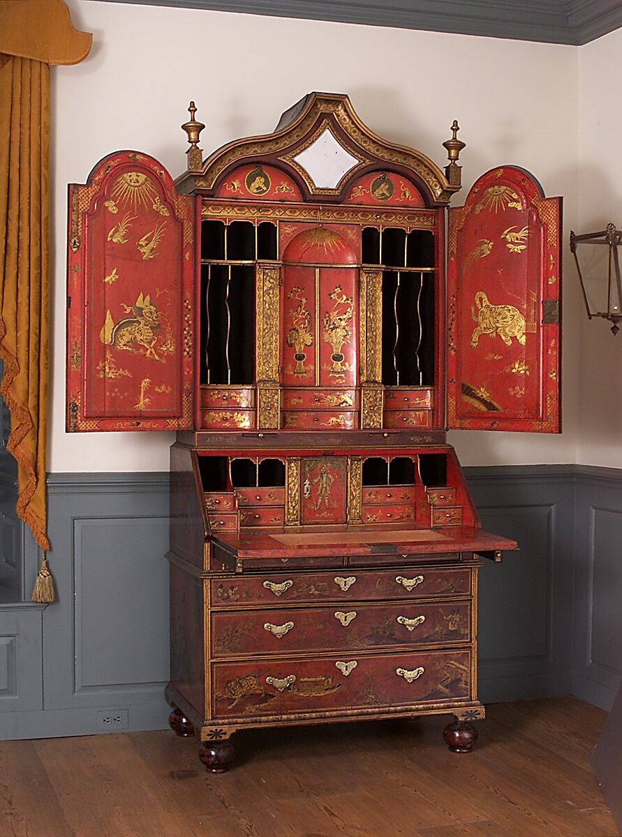 Desk and bookcase, Oak, pine, British