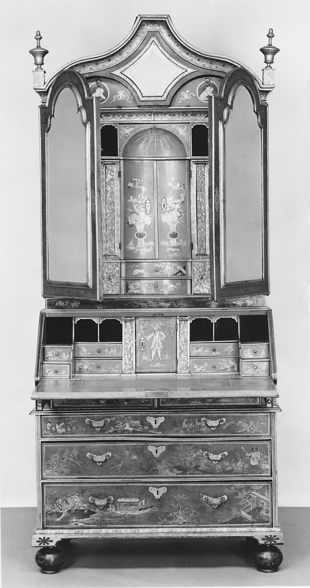 Desk and bookcase, Oak, pine, British