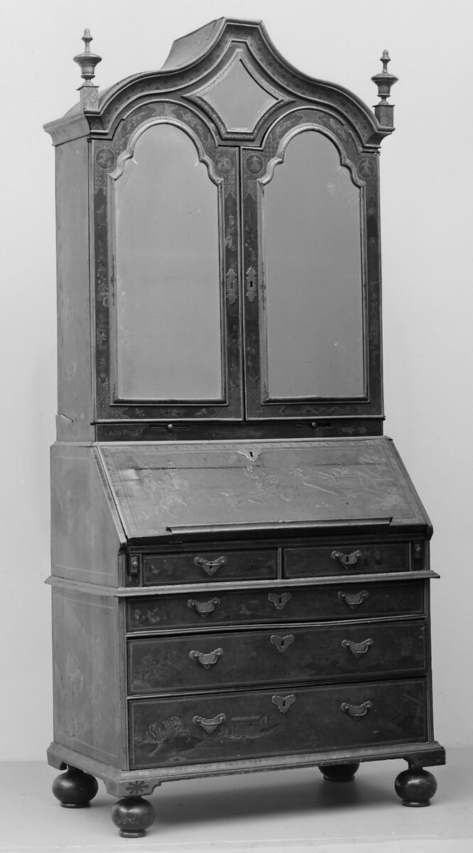 Desk and bookcase, Oak, pine, British