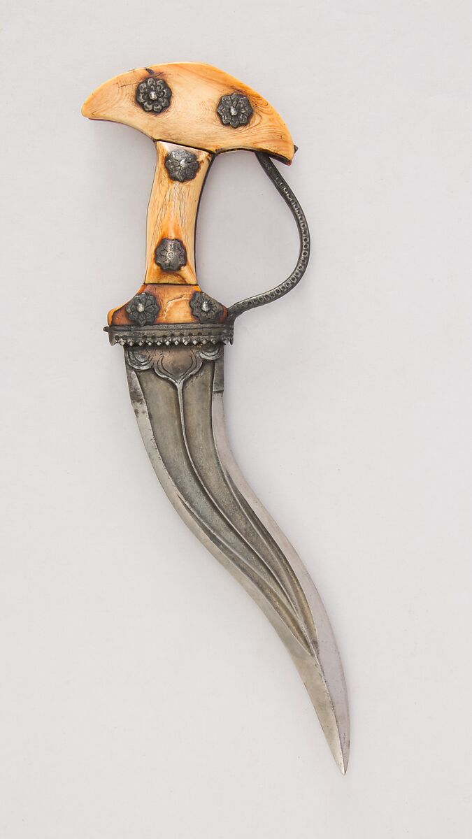 Dagger (Khanjarli), Steel, ivory (elephant), silver, Indian