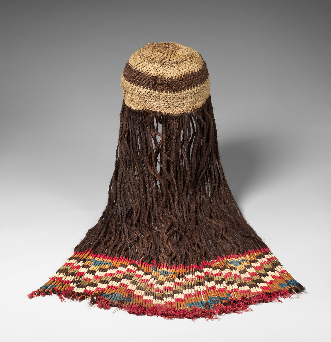 Cap Woven with Human Hair, Camelid hair, human hair, Inca 