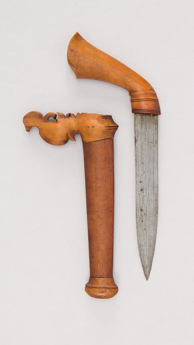 Knife with Sheath, Wood, steel, Indonesian, Sulawesi (possibly Phillipine) 