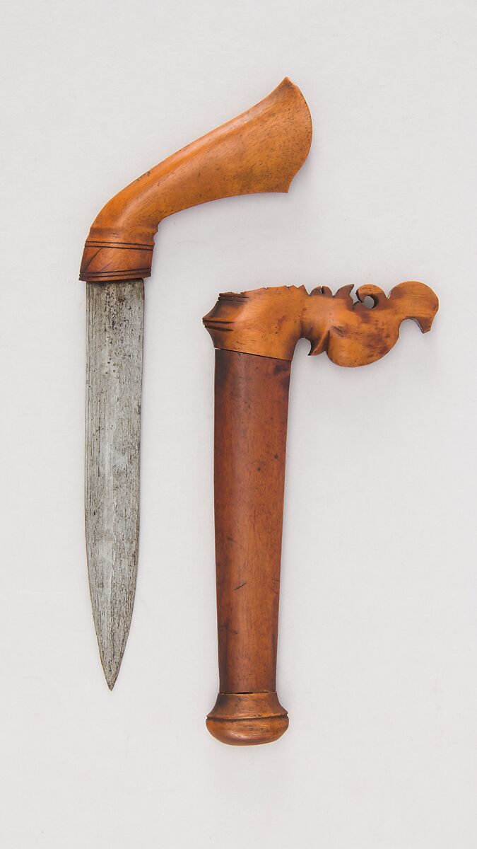 Knife with Sheath, Wood, steel, Indonesian, Sulawesi (possibly Phillipine)