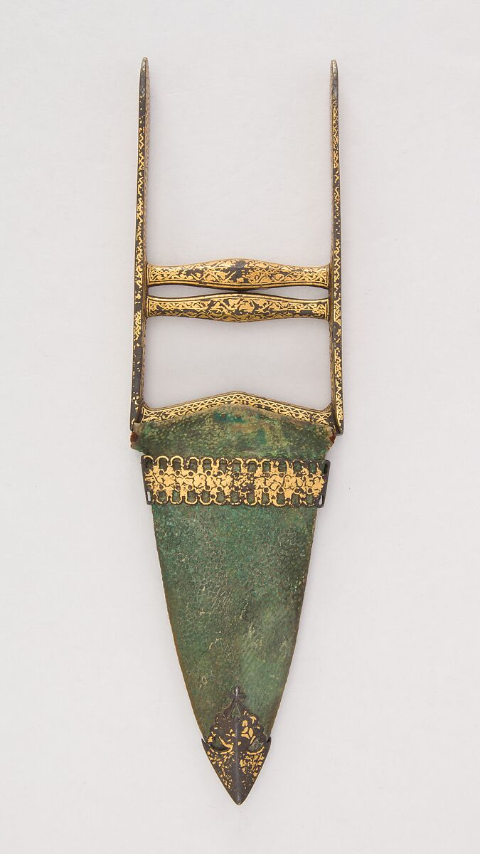 Dagger (Katar) with Sheath, Steel, gold, skin, silver, Indian, Mughal