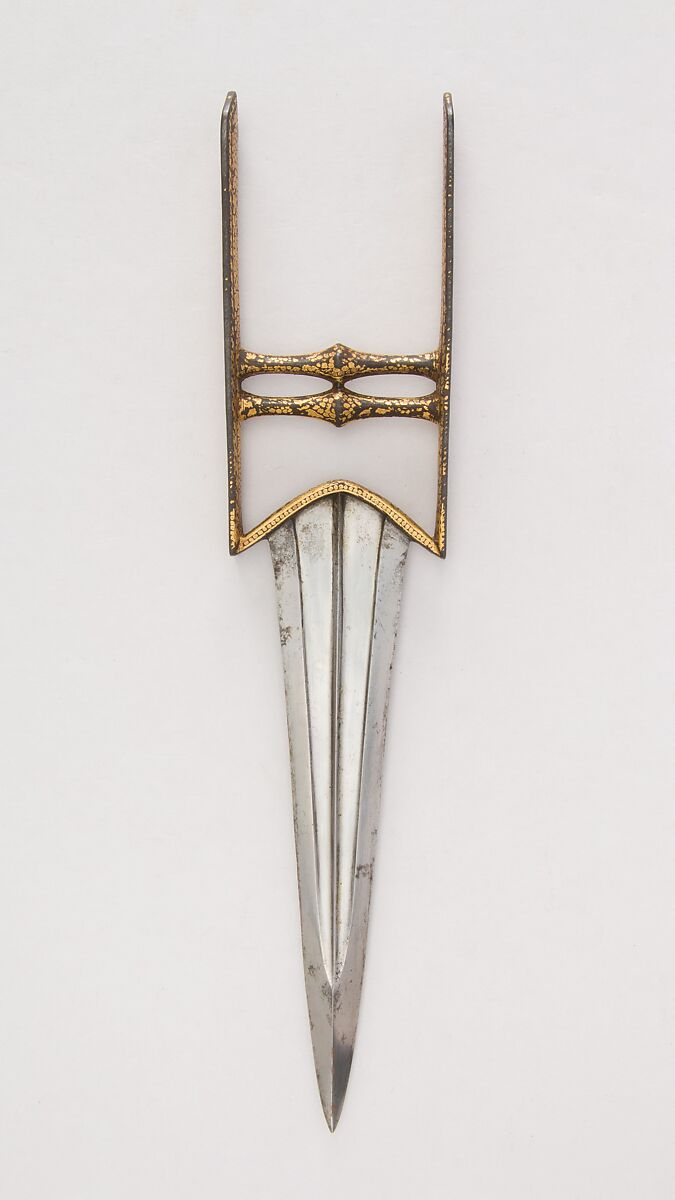 Dagger (Katar), Steel, gold, Indian, Mughal 