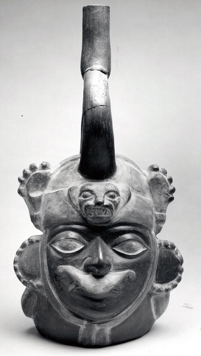 Portrait Head Bottle, Ceramic, Moche