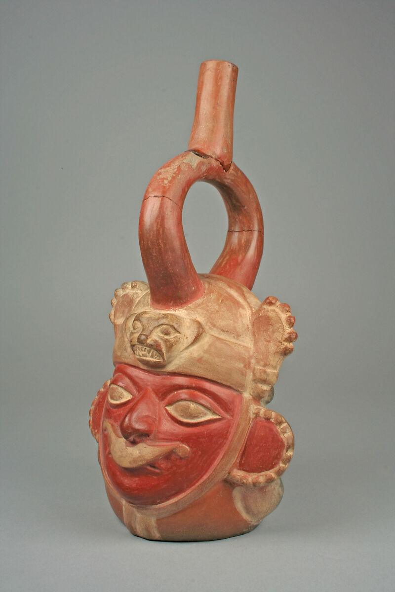 Portrait Head Bottle, Ceramic, Moche 