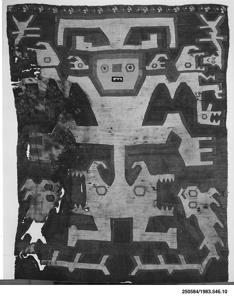 Panel with Figure, Cotton, camelid hair, Chimú 