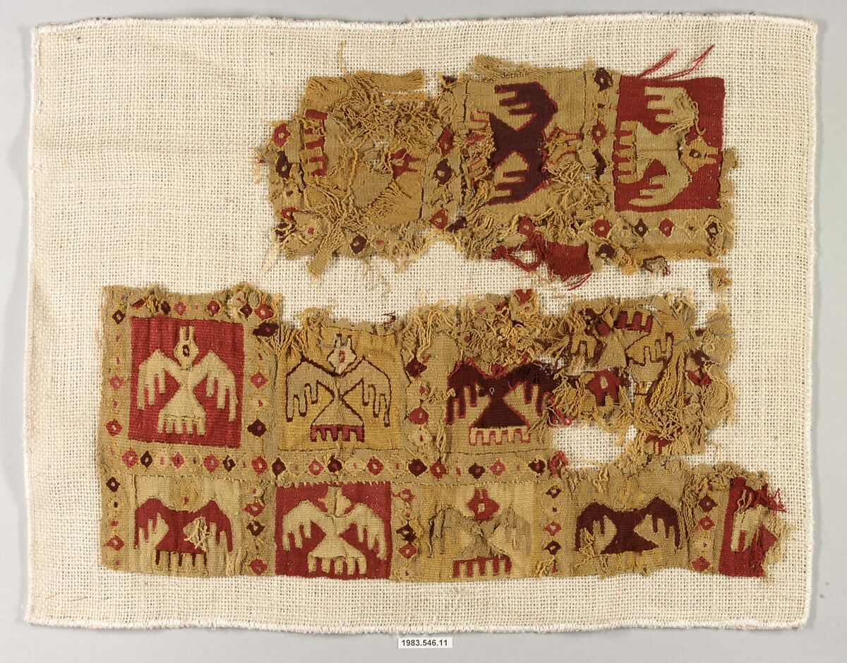 Fragment, Camelid hair, cotton, Chimú 