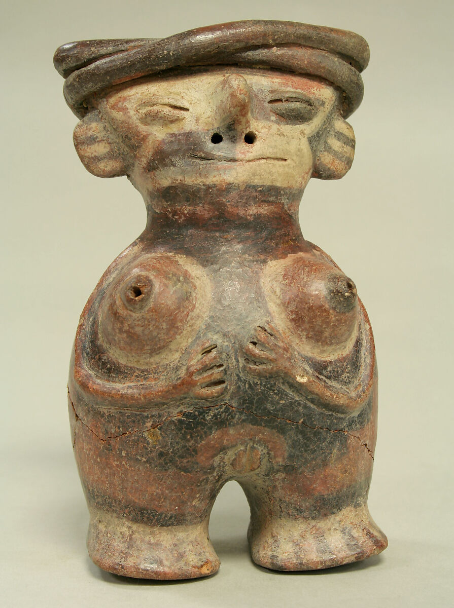 Figure Bottle, Ceramic, pigment, Vicús 