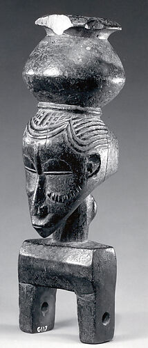 Heddle Pulley with Female Figure and Vessel