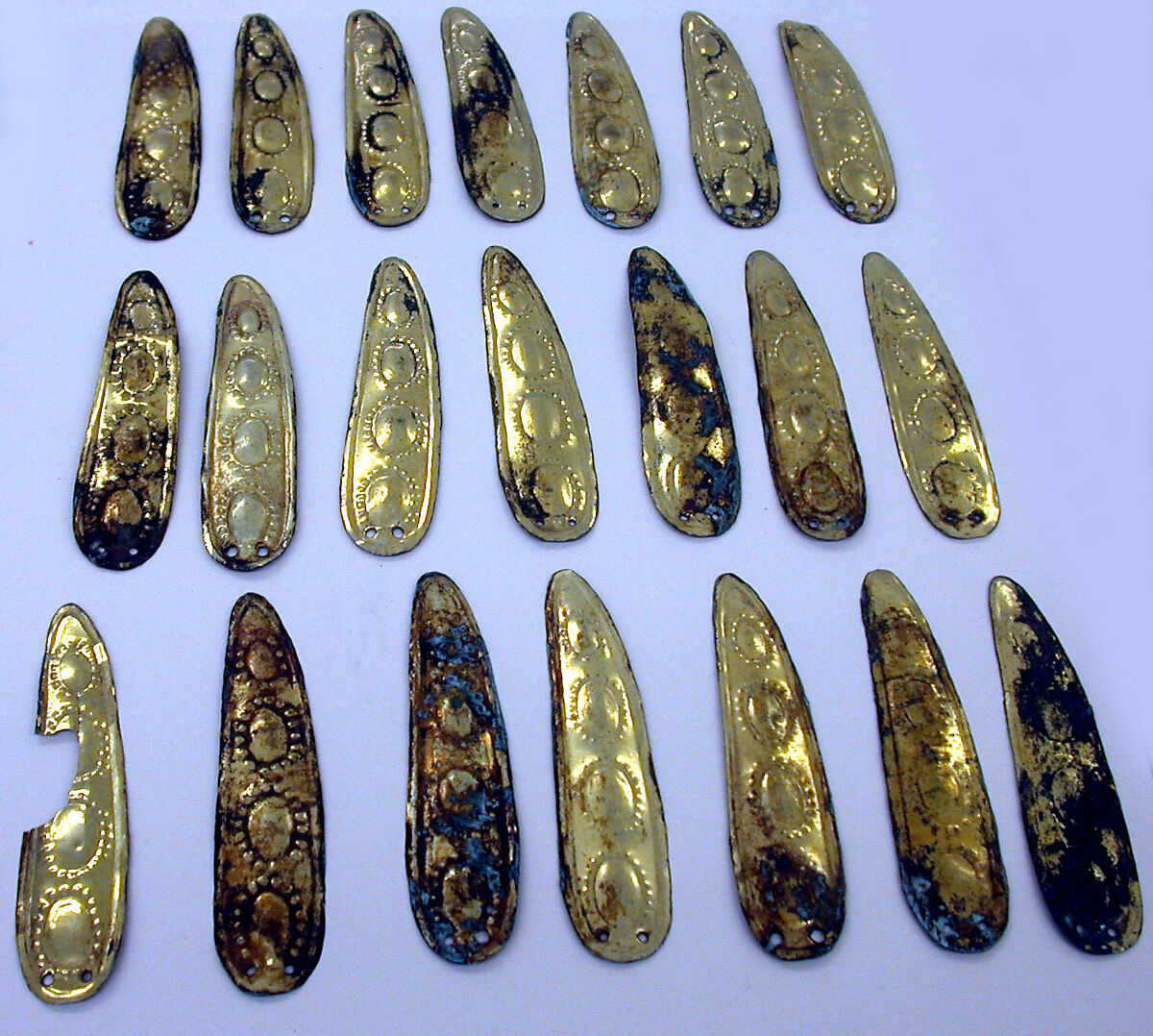 Copper Peapod Ornament, Copper, gilt, Chimú (?) 