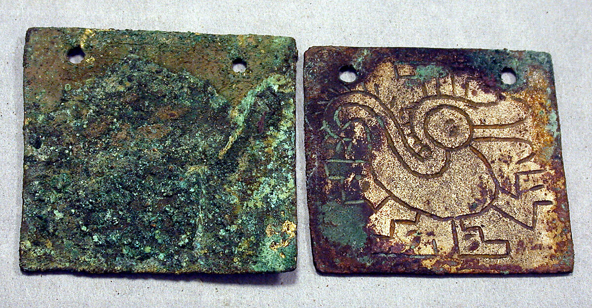 Bird Plaque Ornament, Copper, gilt, Vicús