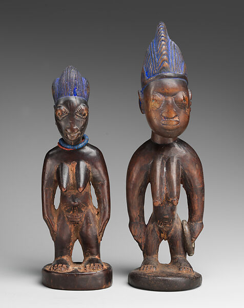 Twin Figure: Female (Ibeji), Yoruba artist, Wood, camwood powder, Yoruba peoples