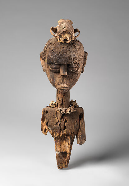 Bocio with opposing faces, Fon artist and ritual specialist, Wood, bone, teeth, wire, applied organic material, textile fragment, Fon peoples