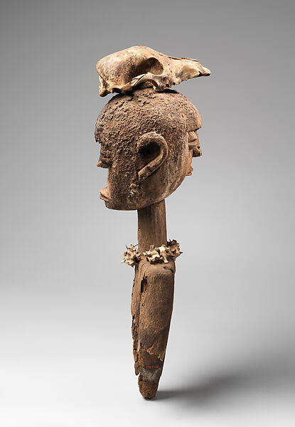 Bocio with opposing faces, Fon artist and ritual specialist, Wood, bone, teeth, wire, applied organic material, textile fragment, Fon peoples