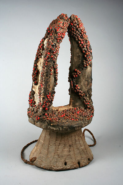 Horned Headdress, Wood, abrus seeds, pigment, fiber, Koro peoples 
