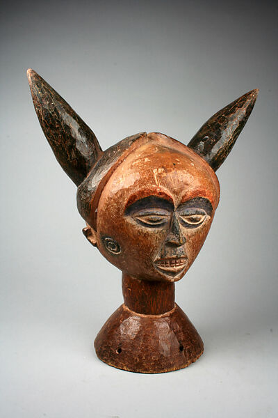 Headdress: Horned Head, Wood, pigment, Okpoto peoples, Idoma group 