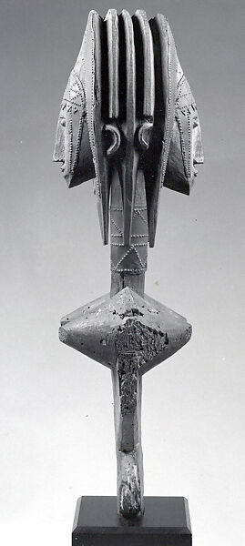 Marionette: Female (Merekun), Bamana numu (blacksmith), Wood, metal sheets, pigment, Bamana peoples