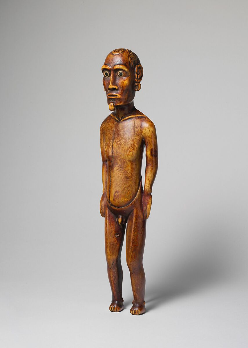 Male Figure (Moai Tangata), Wood, obsidian, bone, Rapa Nui people 