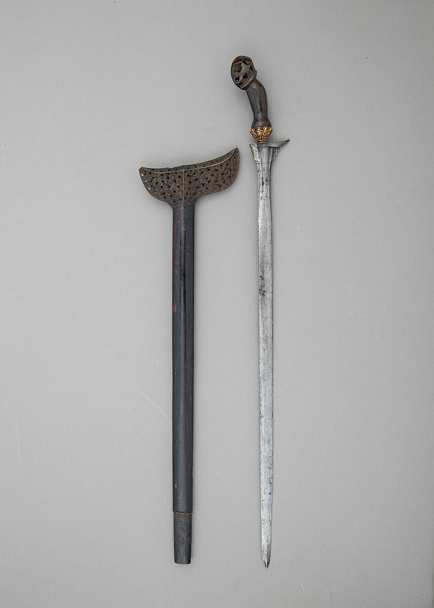 Executioner's Kris with Sheath, Steel, wood, horn, gold, Malayan