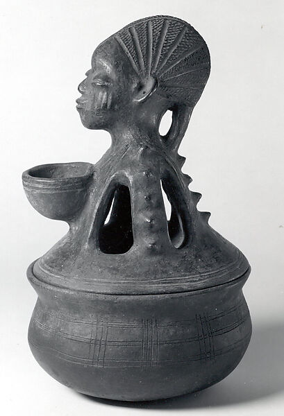 Lidded Vessel: Female Figure (Eyinle), Yoruba artist, Terracotta, Yoruba peoples