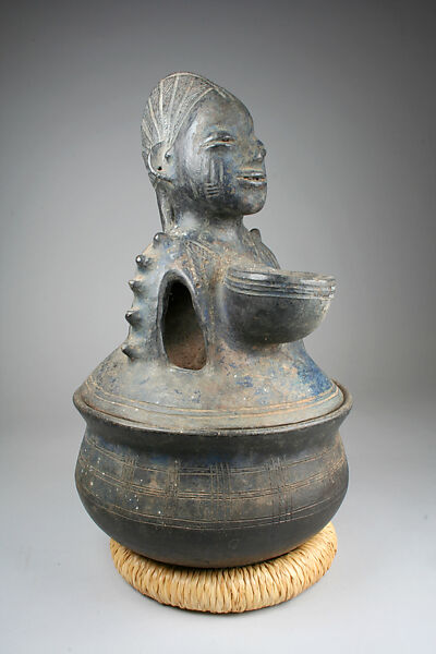 Lidded Vessel: Female Figure (Eyinle), Terracotta, Yoruba peoples 