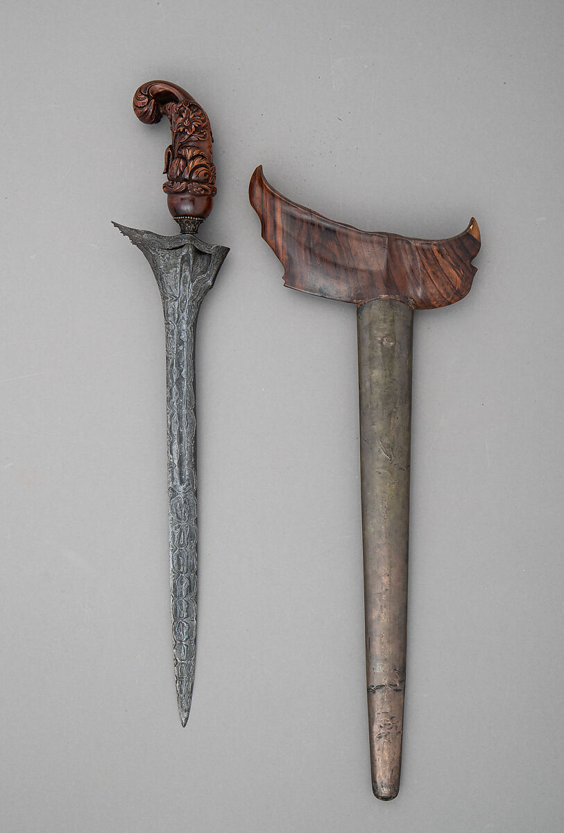 Kris with Sheath, Steel, wood, copper, Javanese