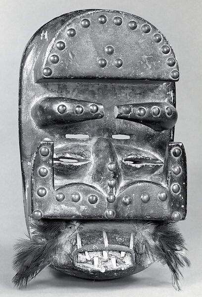 Mask, Wood, brass tacks, feathers, hide, teeth, mud, Bete peoples 