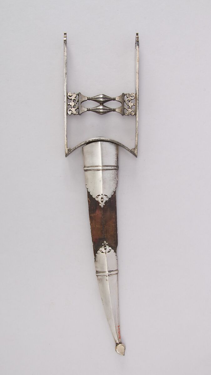 Dagger (Katar) with Sheath, Steel, silver, wood, velvet, North Indian