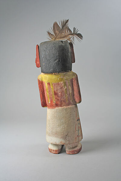 Katsina (Honan or Badger), Wood, paint, feathers, Hopi