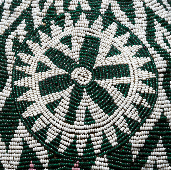 Ceremonial Palm Wine Vessel, Grassfields artists, Gourd, glass beads, cloth, cane, wood, Grassfields region