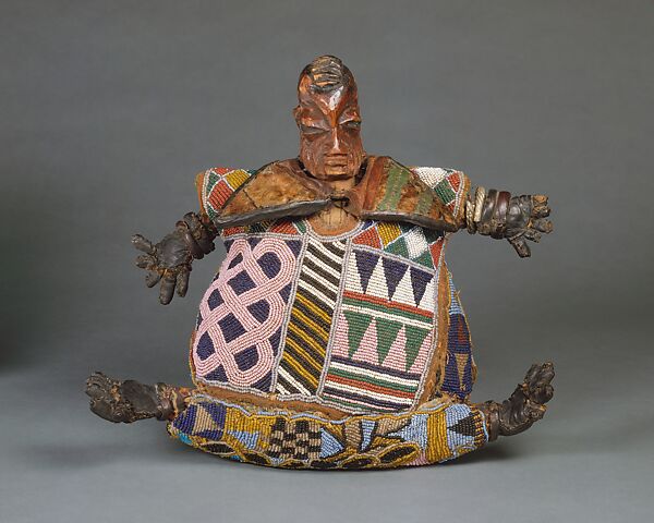 Figure for Osanyin Priest, Wood, glass beads, cloth, leather, fur, metal, pigment, Yoruba peoples 
